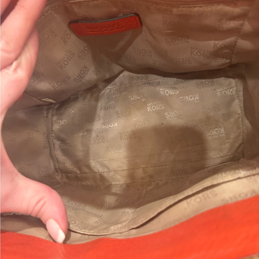 Michael Kors Red/Orange 2 Way Satchel with Gold Accents - Picture 10 of 16